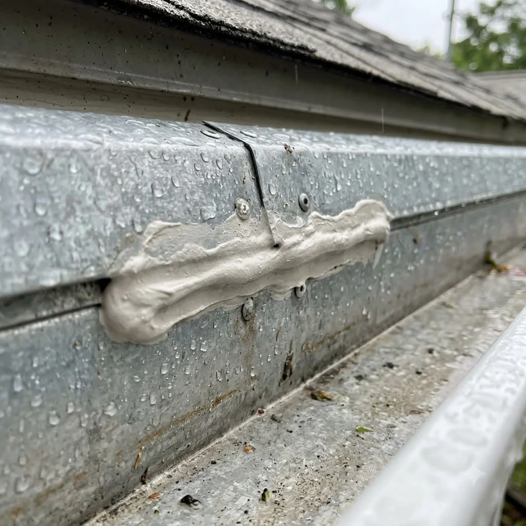 A sealed joint between two gutter sections